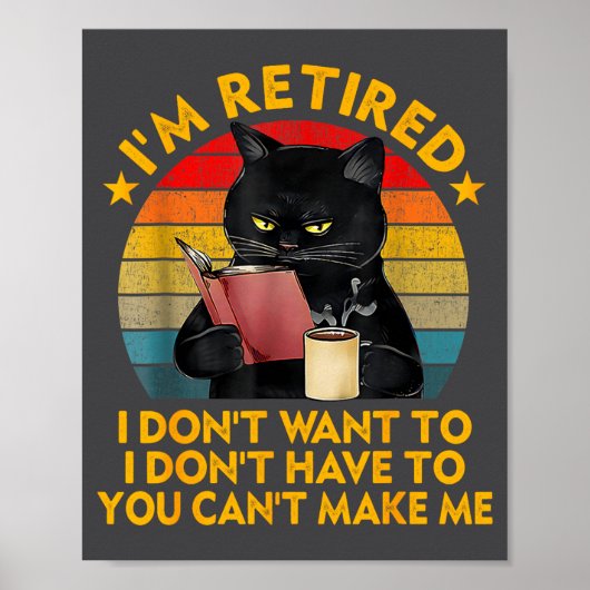 Rentner Schwarze Katze Kaffee Lustiger Ruhestand 2 Poster (Vorne)