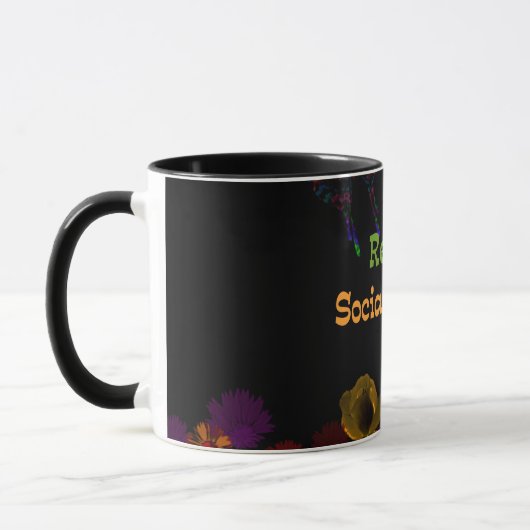 Rentner Sozialarbeiter, abstraktes Blumendesign Tasse (Links)