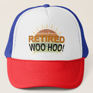 Rentner Woo Hoo Vintage Sunburst Sonnenuntergang Truckerkappe