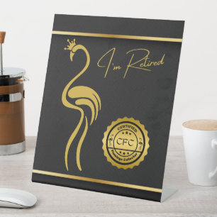 Rentner Zertifizierter Flamingo Sammler Schwarz Go Sockelschild