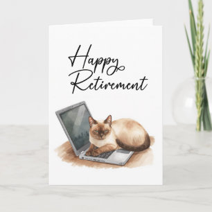 Rentnerkatze sitzt auf Laptop Karte