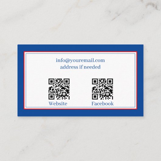 Reparatur der Nähmaschine QR-Code blau Visitenkarte (Rückseite)