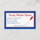 Reparatur der Nähmaschine QR-Code blau Visitenkarte (Vorderseite)