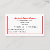 Reparatur der Nähmaschine Visitenkarte (Rückseite)