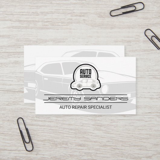 Reparatur des Auto | Car-Logo Visitenkarte (Vorderseite/Rückseite Beispiel)