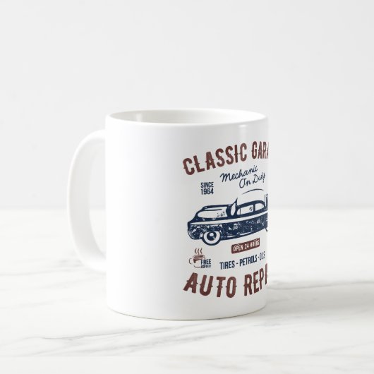 Reparatur des Auto der klassischen Garage Kaffeetasse (Vorderseite Links)