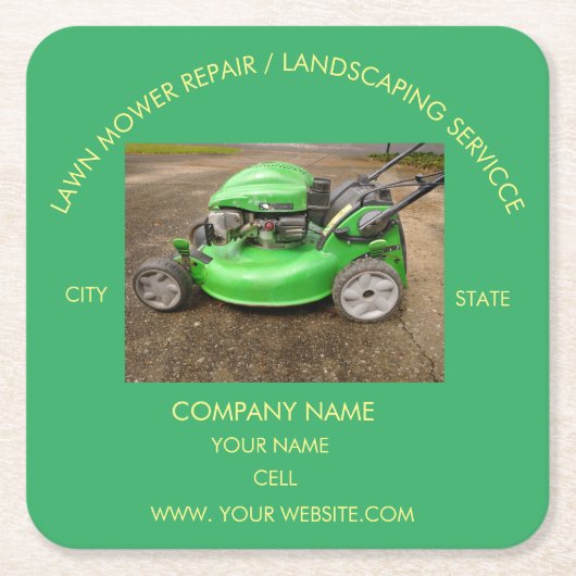 Reparatur/Landschaftsbau von Rasenmähern Rechteckiger Pappuntersetzer (Vorderseite)