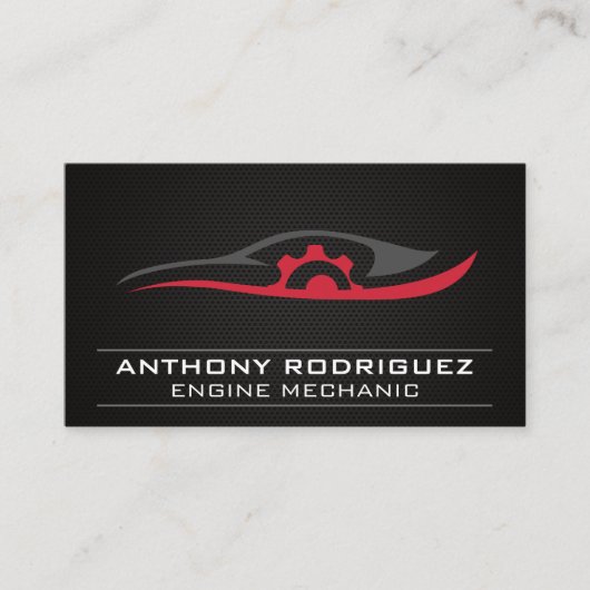 Reparatur-Logo für mechanisches Auto | Kohlenstoff Visitenkarte (Vorderseite)