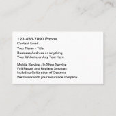 Reparatur und Austausch von Kfz-Glas Visitenkarte (Rückseite)