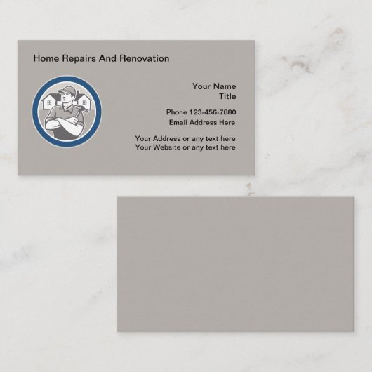 Reparatur und Renovierung von Zuhause Visitenkarte (Vorne/Hinten)
