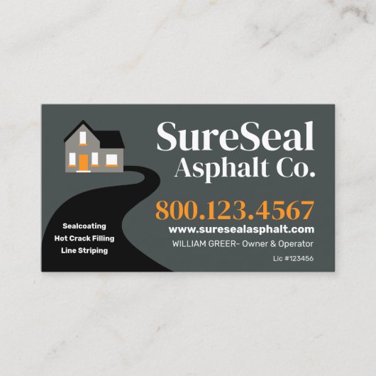 Reparatur von Asphalt - Fahrbahnsiegelung Visitenkarte (Vorderseite)