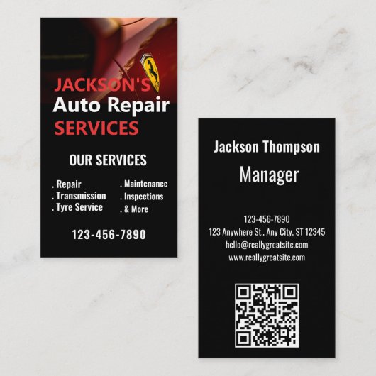 Reparatur von Auto für mobile Autos Visitenkarte (Vorne/Hinten)