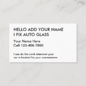 Reparatur von Auto-Glasglas und Ersetzen von Visit Visitenkarte (Rückseite)