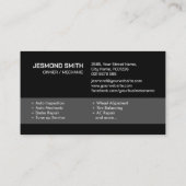 Reparatur von Auto - Mechanische Visitenkarte (Rückseite)