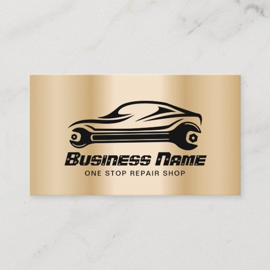 Reparatur von Auto Moderne Goldene Automotive Mech Visitenkarte (Vorderseite)