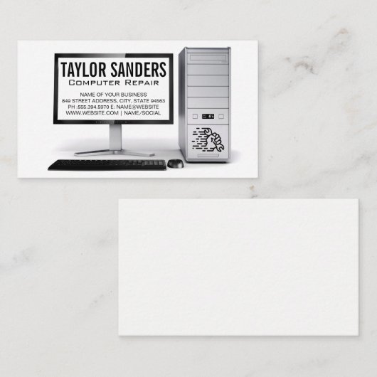 Reparatur von Computertechnikern Visitenkarte (Vorne/Hinten)