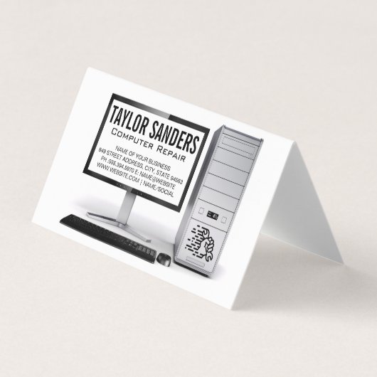 Reparatur von Computertechnikern Visitenkarten (Vorderseite)