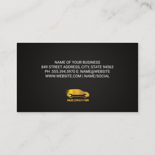 Reparatur von Gold-Auto | Motor Bay Visitenkarte (Rückseite)