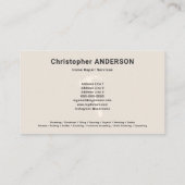 Reparatur von Hammer und Zuhause Visitenkarte (Rückseite)