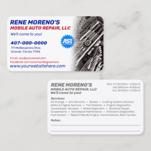 Reparatur von Kraftfahrzeugen 2-seitig Visitenkarte