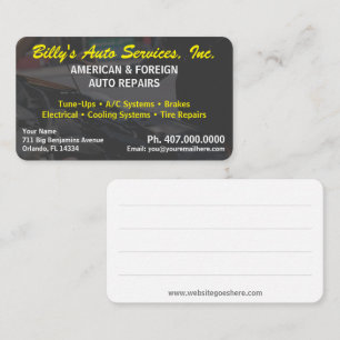 Reparatur von Kraftfahrzeugen 2 seitliches Muster, Visitenkarte