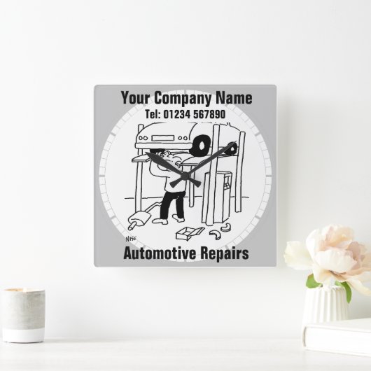 Reparatur von Kraftfahrzeugen Quadratische Wanduhr (Zuhause)