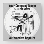 Reparatur von Kraftfahrzeugen Quadratische Wanduhr (Vorderseite)