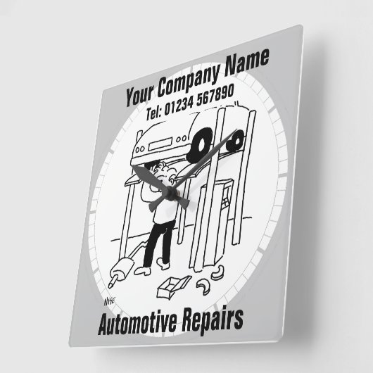 Reparatur von Kraftfahrzeugen Quadratische Wanduhr (Winkel)