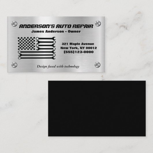 Reparatur von Metallwerkzeugen für amerikanische F Visitenkarte (Vorne/Hinten)