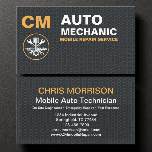 Reparatur von mobilen mechanischen Auto Visitenkarte