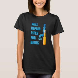 Reparatur von Rohrleitungen für Bier Klempner Rück T-Shirt