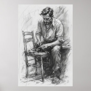 Reparatur von Vintagen Möbeln Poster