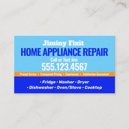 Reparatur von Zuhause-Geräten Visitenkarte (Vorderseite)