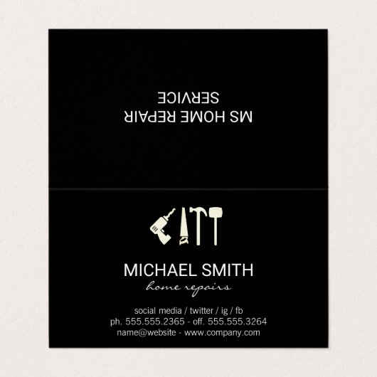 Reparatur von Zuhause-Services | Hardware-Tools |  Visitenkarten (Außenseite Aufgefaltet)