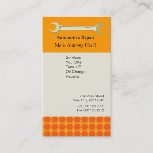 Reparatur-Werkzeugkartenteil und -muster Visitenkarte (Vorderseite)