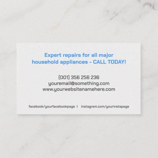 Reparaturdienste für Geräte Visitenkarte (Rückseite)