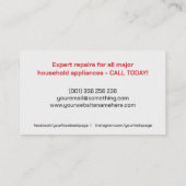 Reparaturdienste für Geräte Visitenkarte (Rückseite)