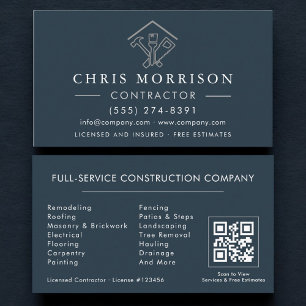 Reparaturdienstleister für Zuhause Blue Silver QR- Visitenkarte