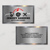 Reparaturen des Auto | Metallischer Hintergrund Visitenkarte (Vorne/Hinten)