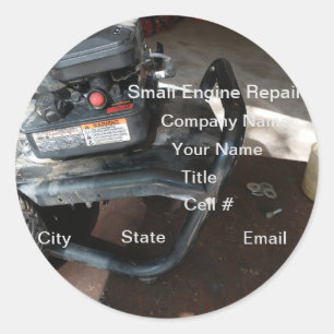 Reparaturgeschäft für kleine Motoren Runder Aufkleber