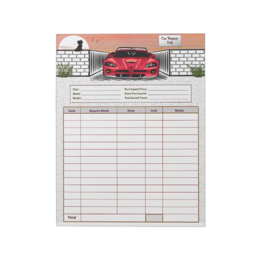 Reparaturprotokoll Notizblock (Rotiert)