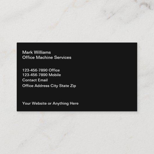 Reparaturservice für Büromaschinen Visitenkarte (Rückseite)