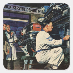 Reparaturservice für Oldtimer Auto Mechaniker Quadratischer Aufkleber