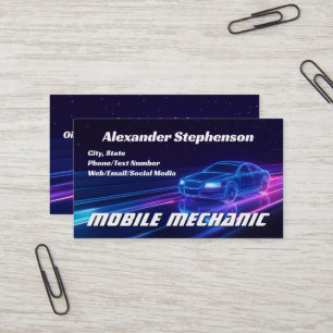 Reparaturshop für mobiles mechanisches Auto Lila N Visitenkarte
