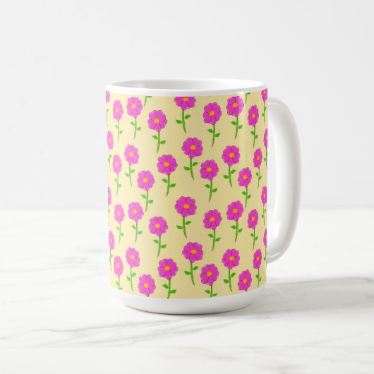 Repeat Flower Pattern with Hot Pink Flowers Kaffeetasse (VorderseiteRechts)