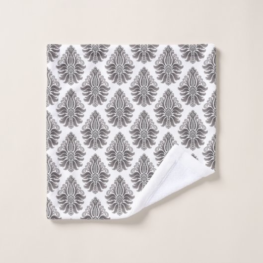 Repeating black floral pattern towel badhandtuch set (Waschlappen)