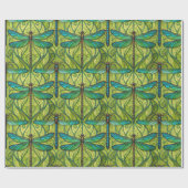 Repeating dragonfly pattern on green  geschenkpapier (Flach)
