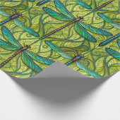 Repeating dragonfly pattern on green  geschenkpapier (Ecke)
