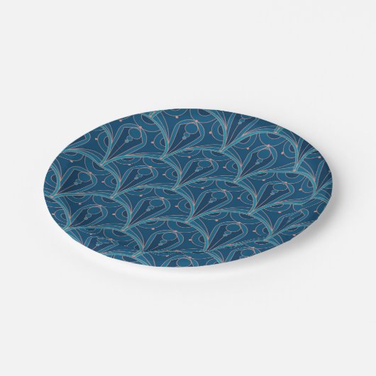 Repeating geometric Art Deco pattern Pappteller (Schrägansicht)