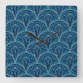 Repeating geometric Art Deco pattern Quadratische Wanduhr (Vorderseite)